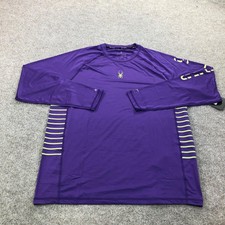 Spyder Rash Guard Shirt Mens Large Purple Stripe UPF 30 Swim Quick Dry S923037