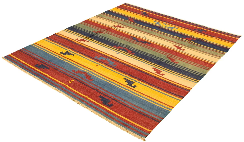 Vintage Hand Woven Traditional Kilim Rug 8'4" x 9'10" Oriental Wool Carpet - Image 4 of 4