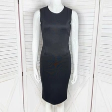 Zara Dress Women Small Black Double Knit Sheath Bodycon Pencil Sleeveless Office