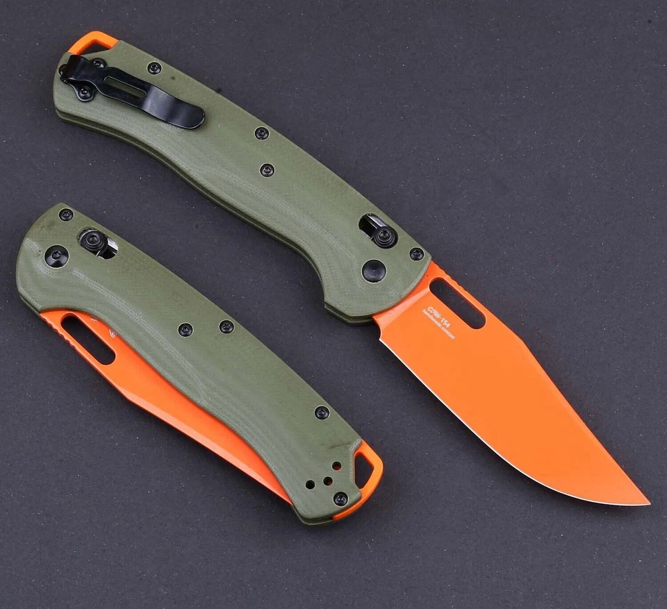 Cuchillo Plegable Exterior Bolsillo EDC Verde Mango G10 Bloqueo Eje Hoja Color Naranja Foto 4 de 4
