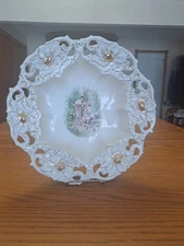 Porcelain China Antique Large Serving Centerpiece Reticulated Goddess Bowl