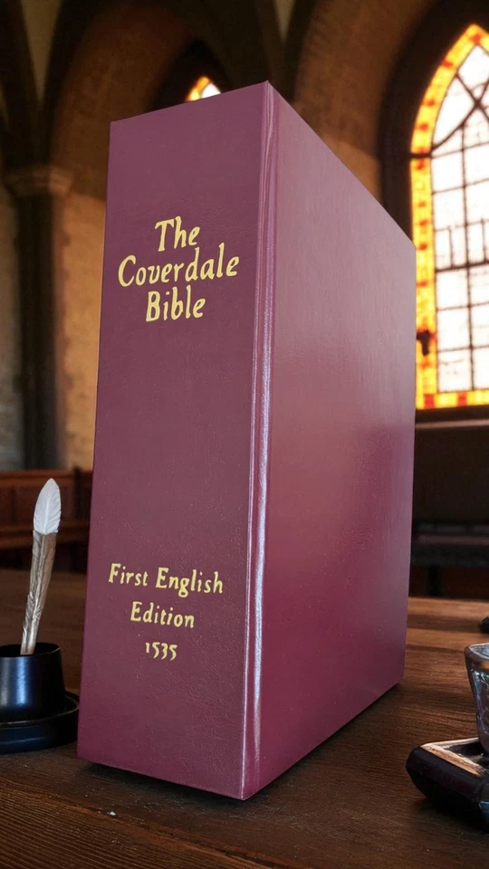 1535 Coverdale: First Printed English Bible Facsimile RARE Burgundy Leatherbound - Image 3 of 4