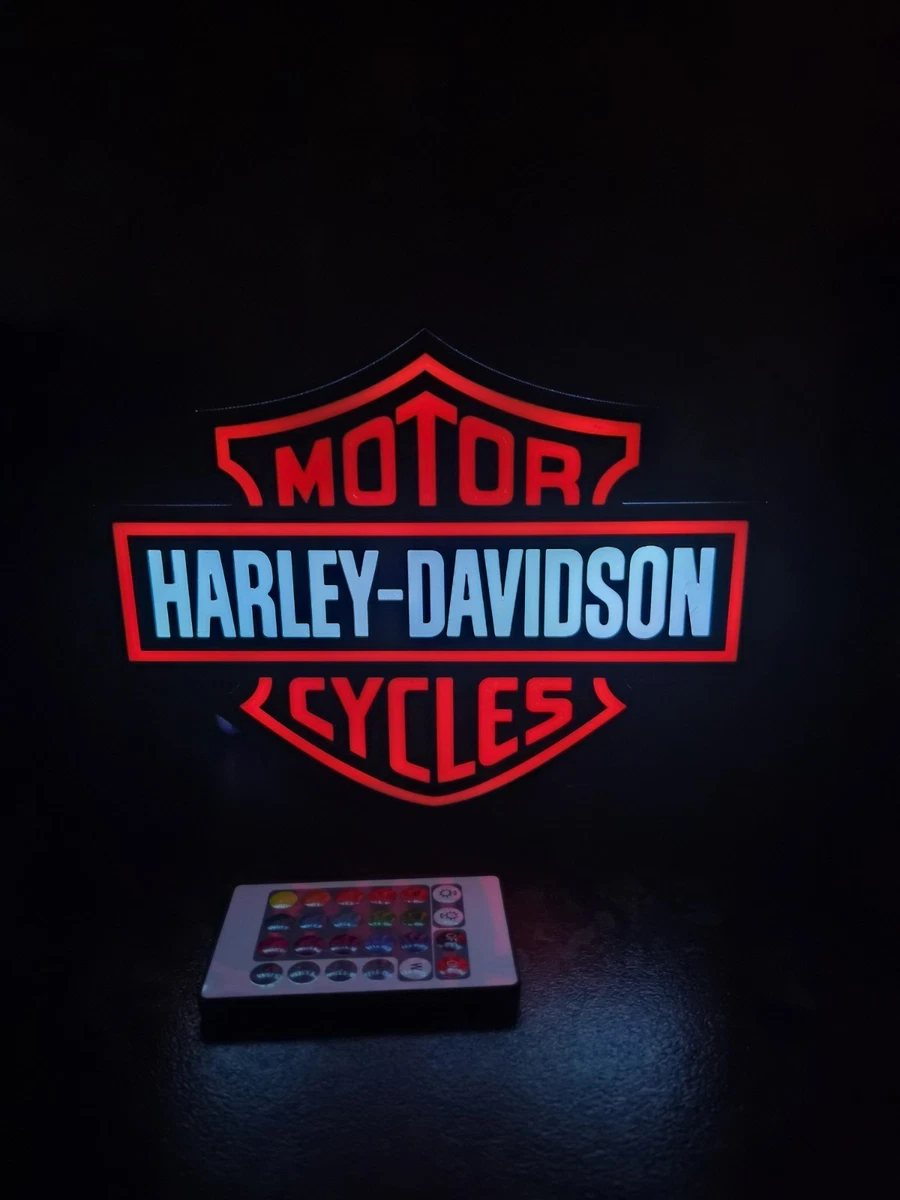 Harley-Davidson Shield Plastic Sign Plaque LED Colour Changing Remote Logo