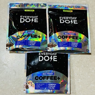 Everyday Dose Mushroom Coffee Mild Roast Collagen Exp 2027 Lot Of 3 Bags 3.8 Oz