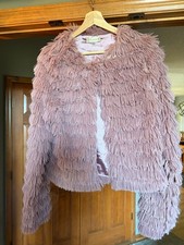 Altar'd State Shaggy Fringe Jacket Size M Dusty Pink New