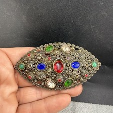 Vintage Art Deco Rhinestone Brooch Gold Tone READ