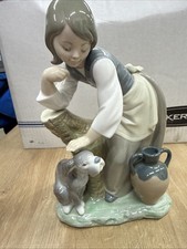 Figurine LLadro Girl with Dog and Jug by Stump "Caress and Rest" Retired