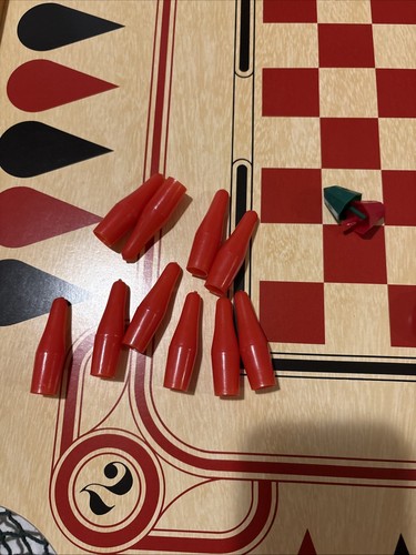 Vintage Carrom Wooden Game Board Table Set Model 108 USA Backgammon Checkers - Picture 5 of 12