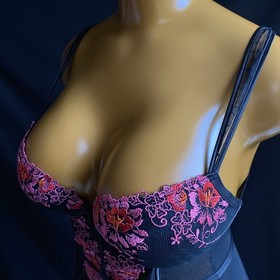 Ann Summers KARMEN Underwired Suspender Body Black Embroidered Mesh, 12-14 D-DD