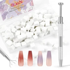 Ombre Nail Sponge Kit 100Pcs w/ Gripper Pen for Gradient Nail Art Design Silver