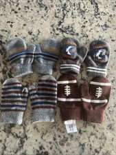 Carter's Toddler Unisex Knit Mittens Pack of 4 Non-Slip Striped  Gray, Size 2T