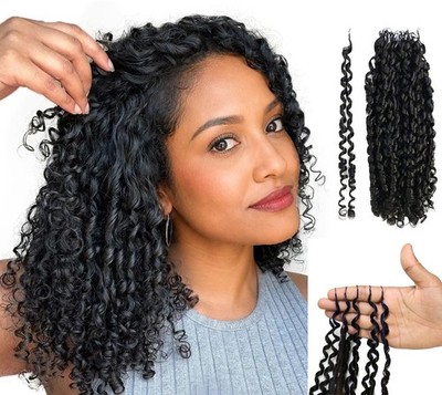 LUXLUXE Knotless Pixie Curly Raw Crochet Natural Human Hair Extensions