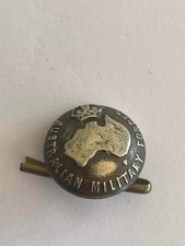 Australian Military Forces Button Brass Cap Badge Crown Map WWII Uniform