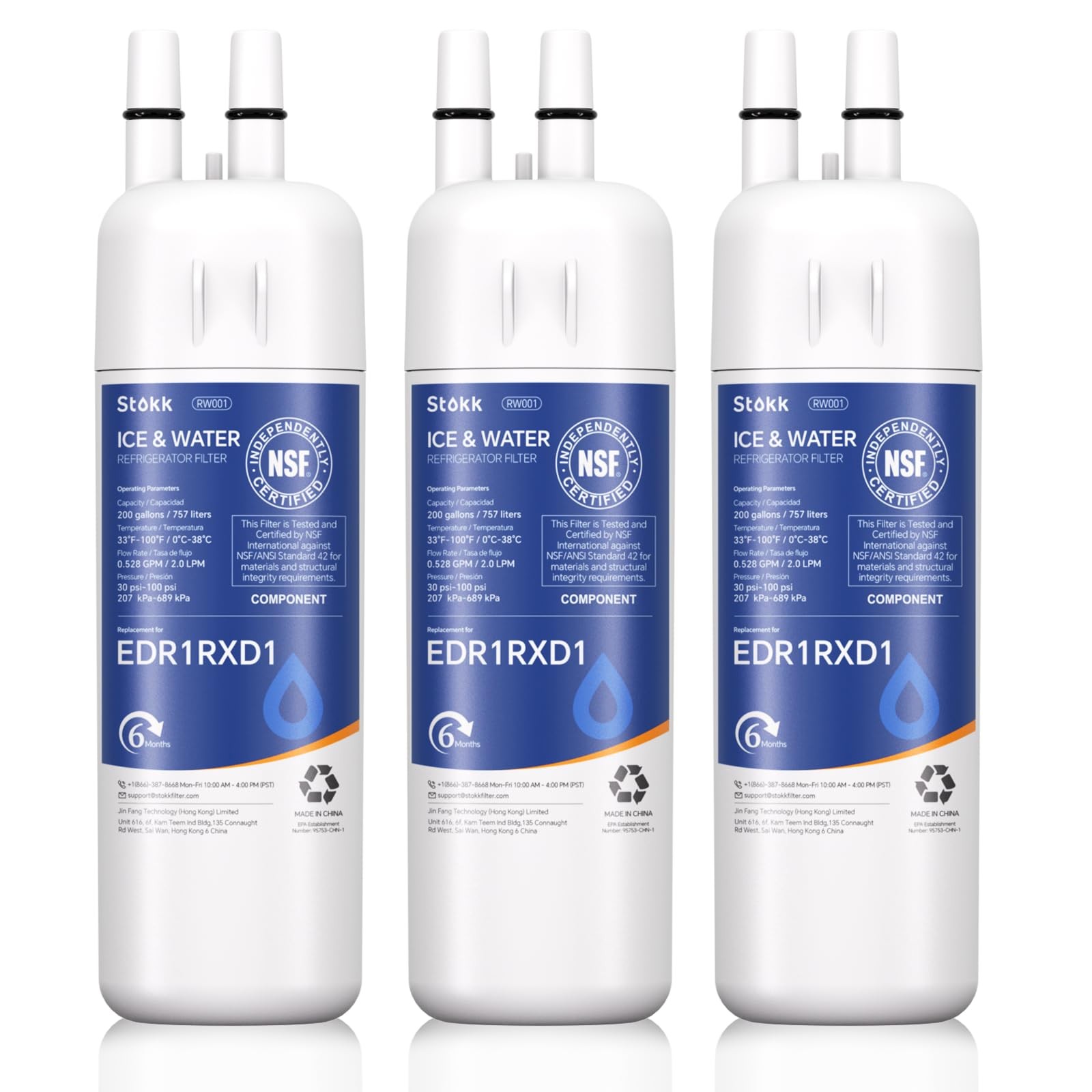 Stokk Refrigerator Water Filter 3 Pack Compatible With Everydrop 1 EDR1RXD1 New