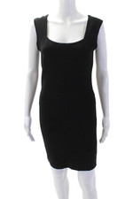 Alice + Olivia, Women Bodycon Sheath Dress Black Square Neck Sleeveless Size S