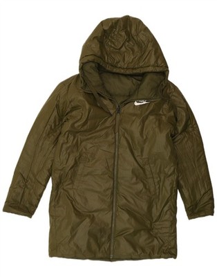 Nike Womens Graphic Reversible Padded Coat UK 14 Medium Khaki Polyester AV15