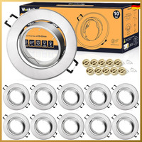 Einbaustrahler GU10 Set 10 StüCk Rund Chrom-GebüRstet 68Mm Schwenkbar 230V