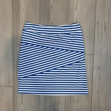 J.McLaughlin Blue White Striped Asymmetrical Wrap Mini Skirt Small Preppy