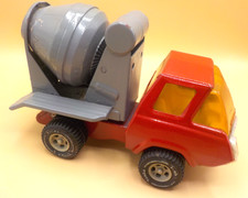 Vintage TONKA Truck 1970s Pressed Steel Cement Mixer w/ Tilt Bed Red and Gray