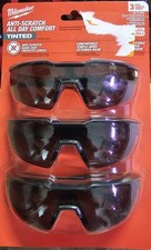 3-Pack Milwaukee Tinted Safety Glasses Anti-Scratch, Hard Coat Protects Lenses