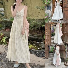 Robe à bretelles mignonne et décontractée pour femme à pois par temps chaud