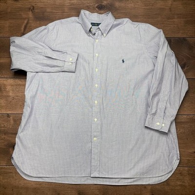 Ralph Lauren Mens Big & Tall 18.5 XXL Purple Pinstripe Cotton Shirt Long Sleeve