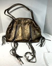 Hogan Metallic Bronze Leather Hobo Hippie Sho...