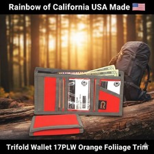 Rainbow of California USA Made ๐บ๐ธ Trifold Wallet 17PLW Orange Foilage Trim