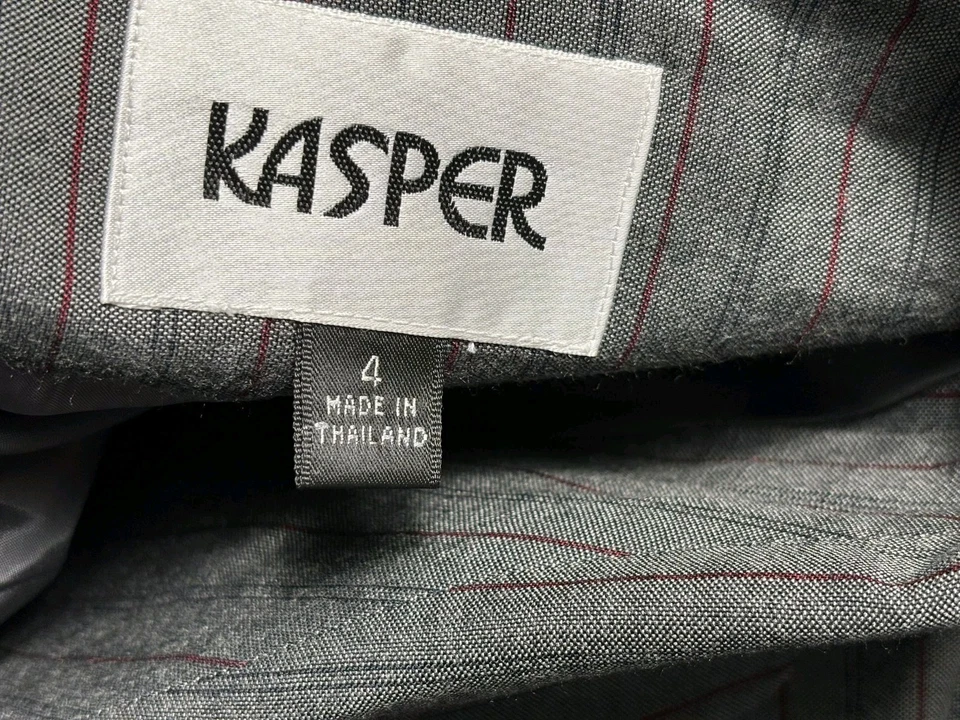 Blazer de Colección Kasper Para ASL Para Mujer Talla 4 Gris Rayas Traje Chaqueta Portador de Negocios Foto 3 de 4