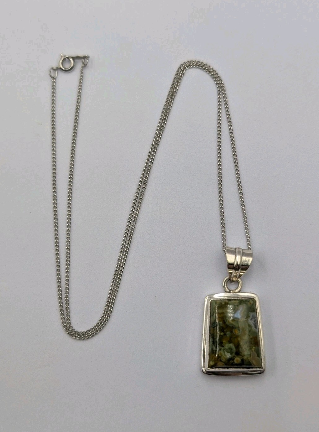 Vtg Sterling Silver Rectangular Rainforest Jasper… - image 8
