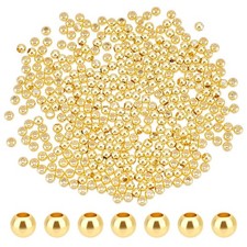 500pcs 3mm Gold Beads 18K Gold Plated Beads Long-Lasting Round Smooth Spacer Bea