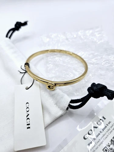 Bracciale COACH Signature C Logo Placca Oro Acciaio Inox Nuovo