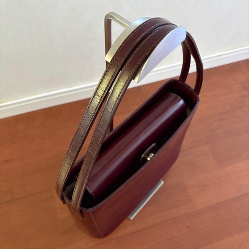 KATHARINE HAMNETT LONDON Burgundy Leather Handbag Tote - Gem