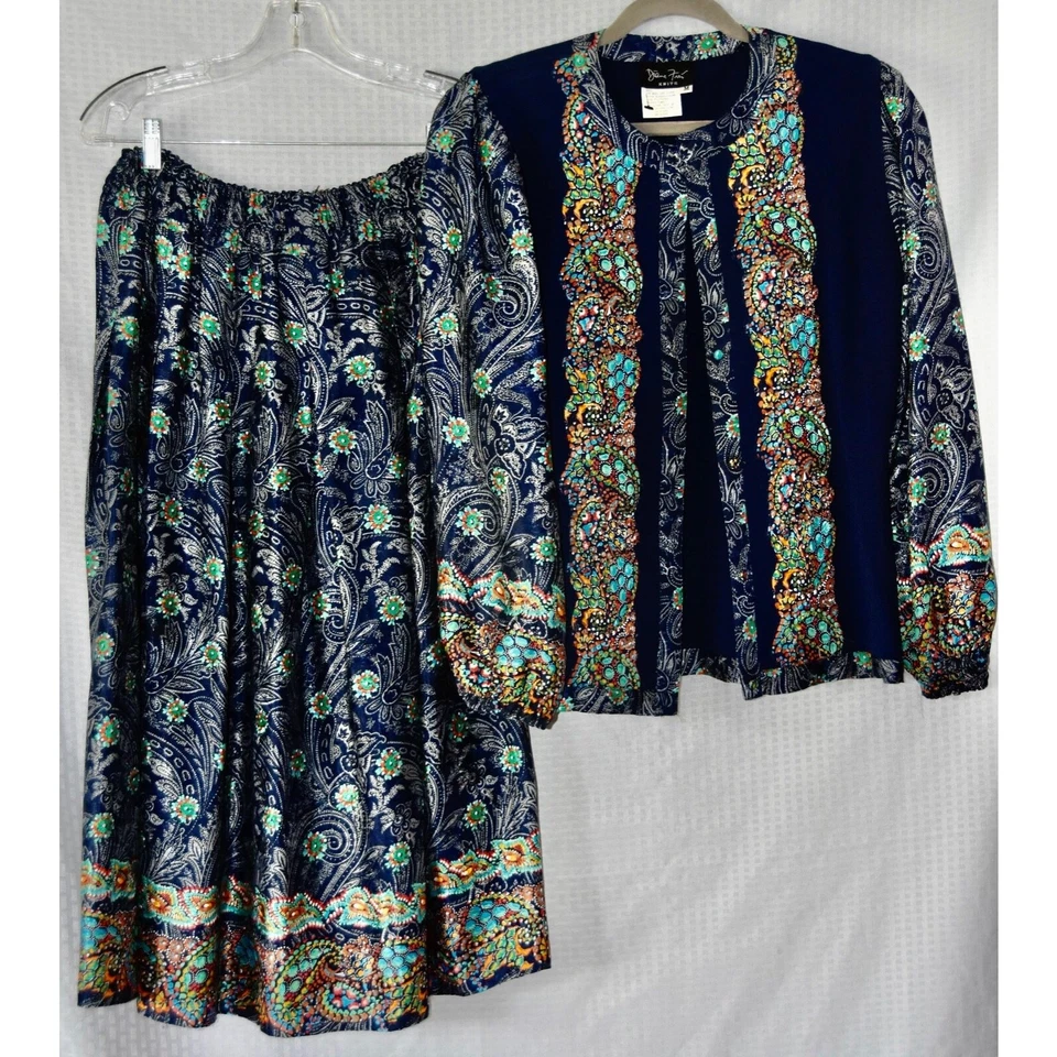DIANE FREIS Knits Haute Couture 2pc Jacket and Skirt Set Size M - Image 2 of 3