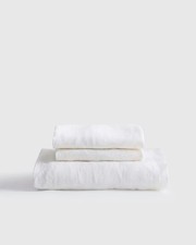 NWOT Quince EUROPEAN Linen Fitted Sheet Set 3 piece KING White No Flat Sheet