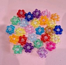 Lot Of 25 Kandi Rainbow Flowers Translucent Pony Beads Kidcore Rave EDM
