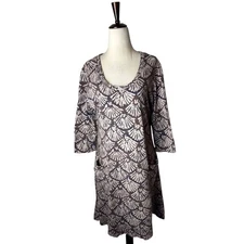Fresh Produce Dress Women Small Brown Geometric Cotton Mini Tunic Boho USA