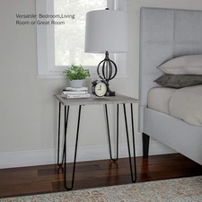 Lavish Home 80-FT-6 End Side Table Hairpin Legs Industrial Modern NIB Wood Look