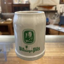 .5 Liter Vintage Bitburger Pils German Beer Mug Stein Stoneware 5"