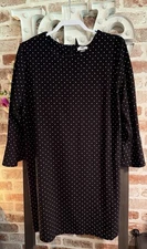 Old Navy Black and White Long Bell Sleeve Mini Shift Polka Dot Dress-size XL