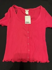 H & M WOMENS T-SHIRT XS PINK