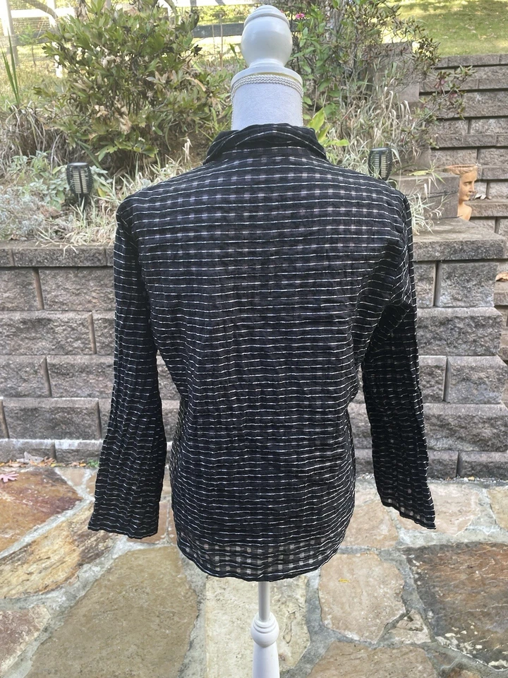 Cut Loose Textured Linen Blend Blouse Top Shirt Lagenlook Slouch Size Small S - Imagem 4 de 4