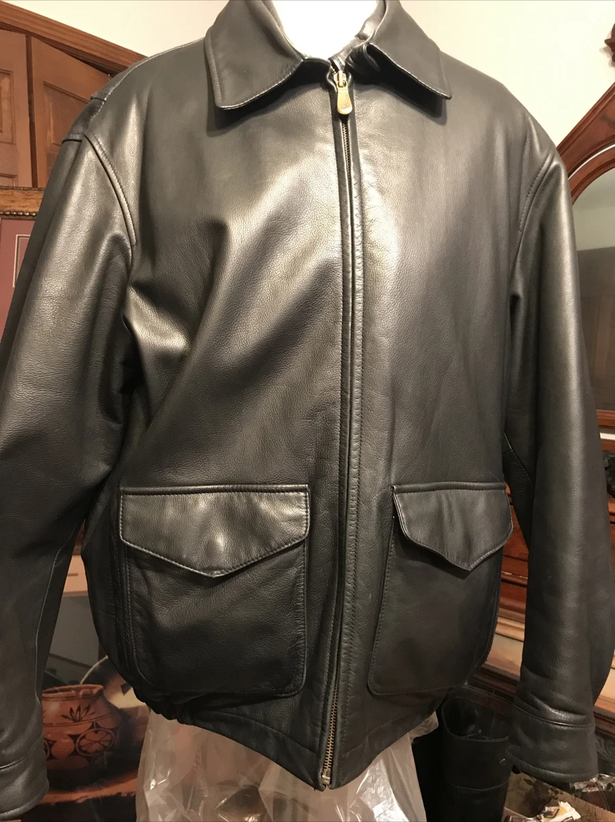 Nautica leather 2025 bomber jacket