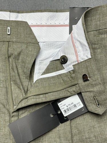 GIANNI FERAUD LINEN Shorts Size Small 30 Waist Sage Green Mens Chino RRP £75 - Picture 14 of 14