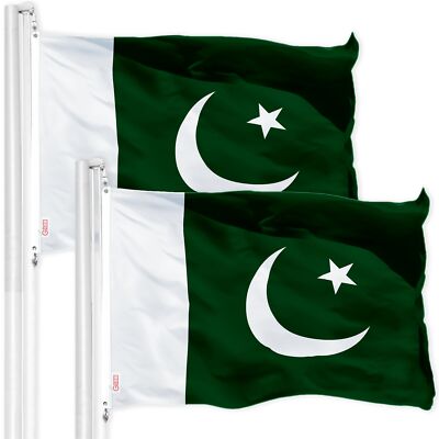NEW G128 Pakistan Flag 2-Pack 3x5 FT, Pakistani Printed 150D Polyester