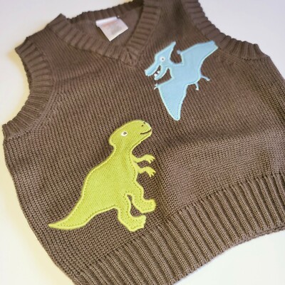 Gymboree 6-12 mo brown Dino Tracker Sweater Vest 2012 Vintage