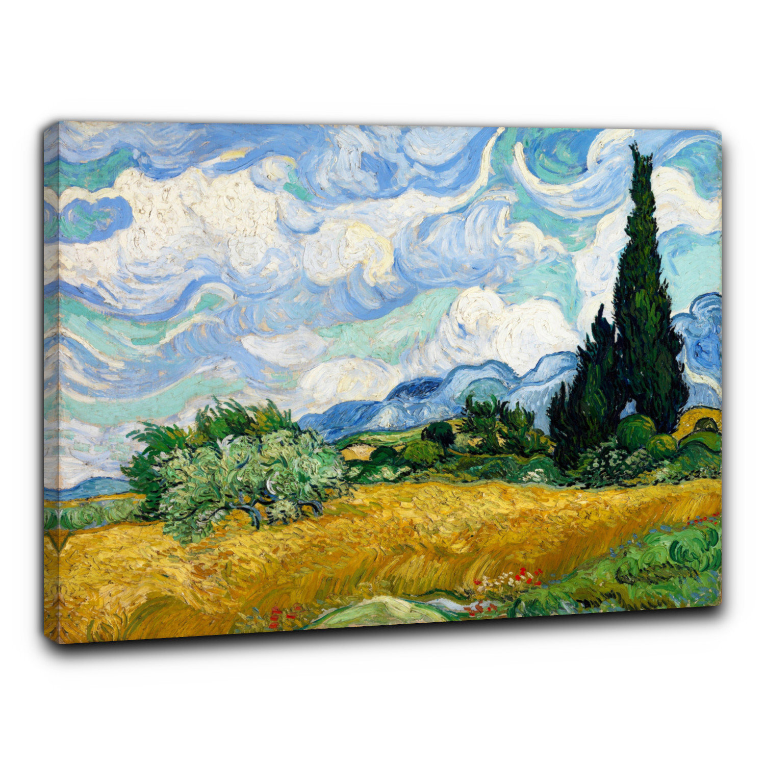 Campo di Grano con Cipressi Vincent Van Gogh Quadro 60 x 47 cm con telaio (BC)