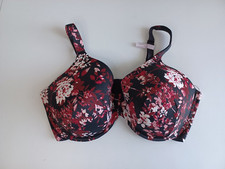 Ambrielle Everyday Full Coverage Underwire Bra 44DDD Floral Print on Black New