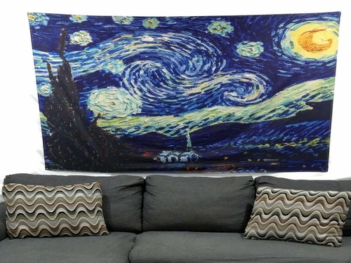 Starry Night Tapestry Wall Hanging, Van Gogh Art Wall Tapestries 53.1in X 59in - Picture 2 of 5