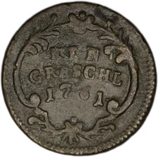 BOHEMIA coin 1 Groeschl 1761 Fine